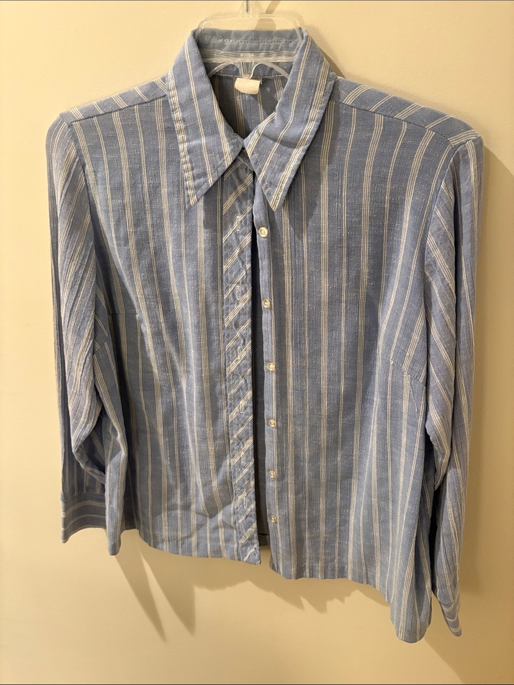 Bobbie Brooks Blue and White Striped Women's Button Front Blouse